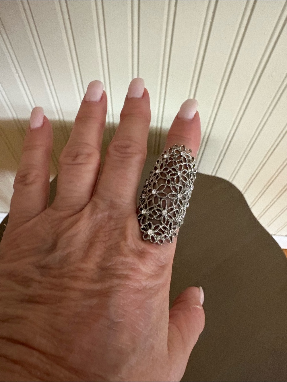 Filigree Silver-Tone Statement Midi Ring